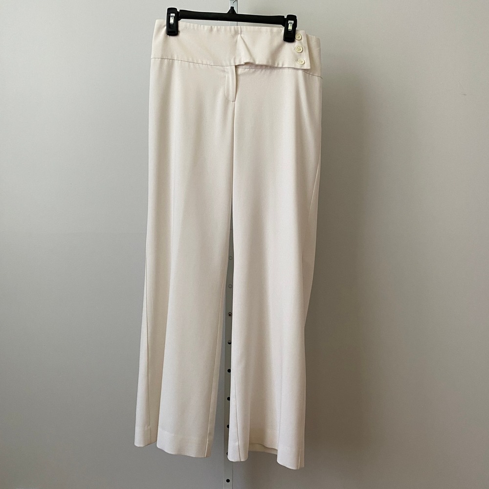 Margaret M Office Siren Academia Clean Professional Wide Leg Trousers 10 Cream